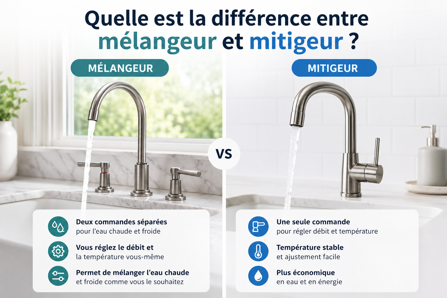 différence entre mélangeur et mitigeur