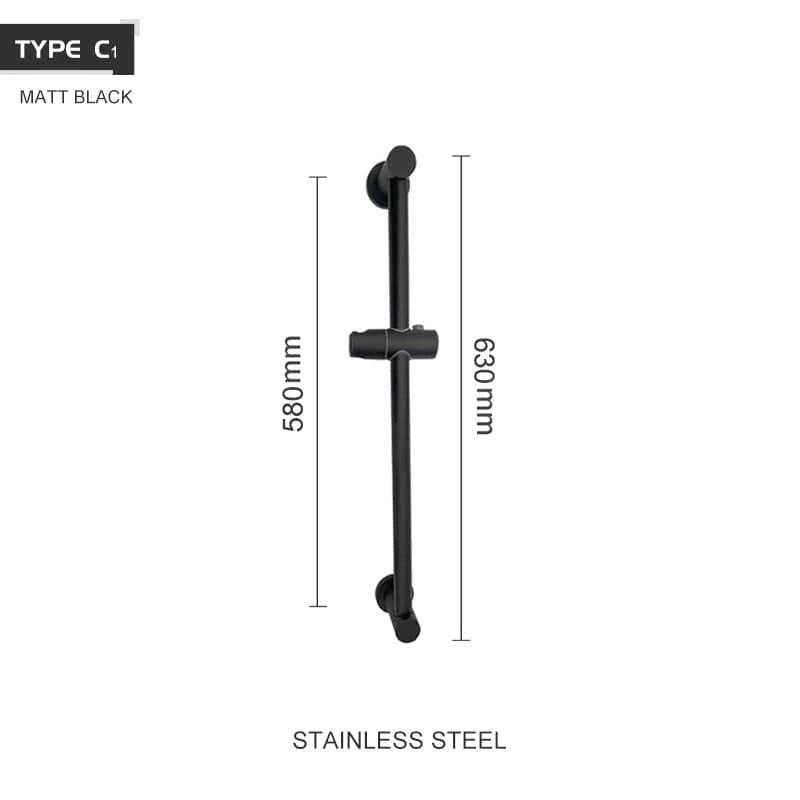 C1 Slide Bar Black Accroche Pommeau de Douche Mitigeo