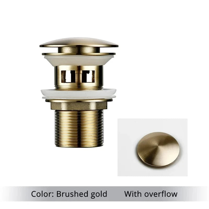 Or brossé Bonde de Lavabo Clic Clac Mitigeo