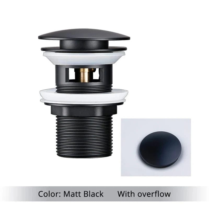 Noir mat Bonde de Lavabo Clic Clac Mitigeo