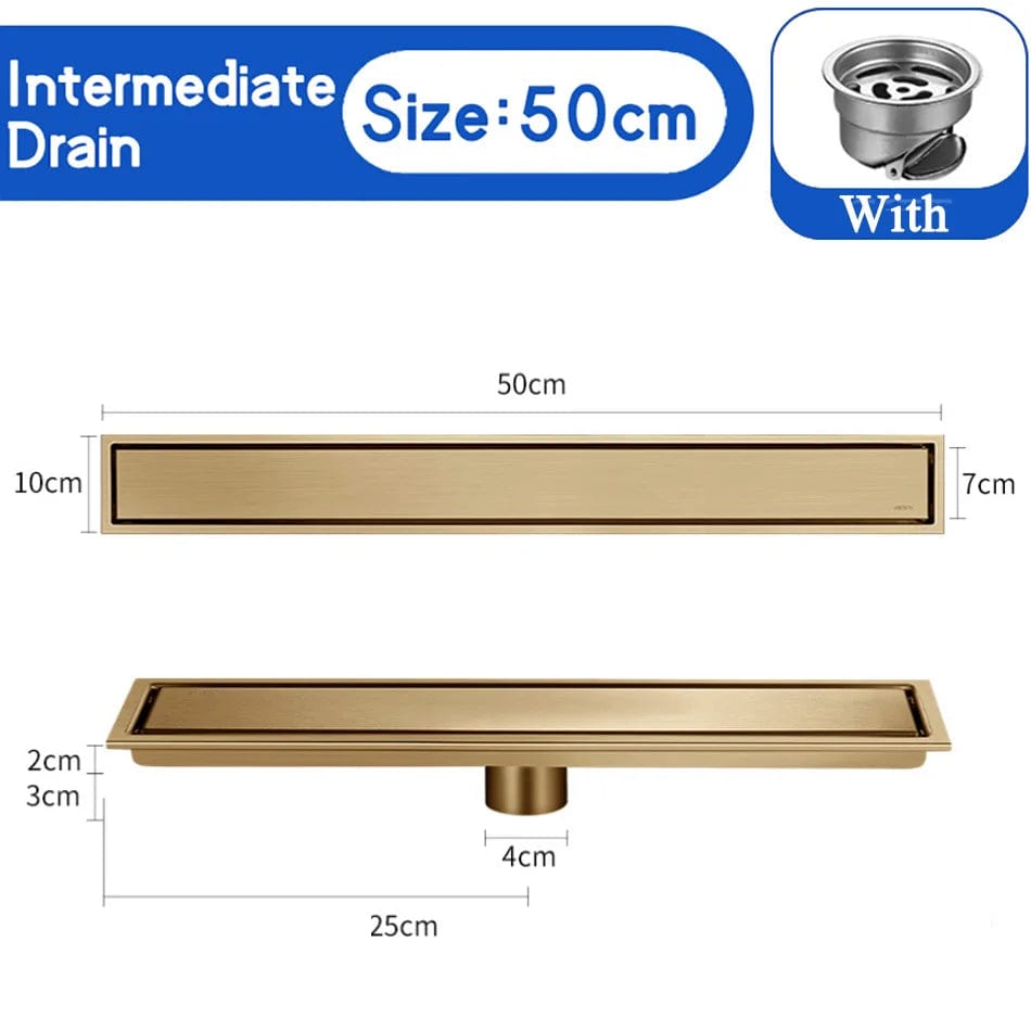 Or 50cm Caniveau de Douche à Carreler Mitigeo