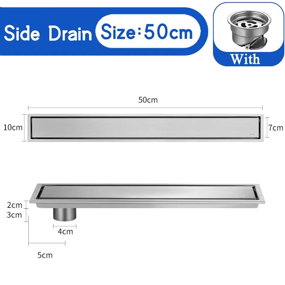 Brushed 50cm S Caniveau de Douche à Carreler Mitigeo