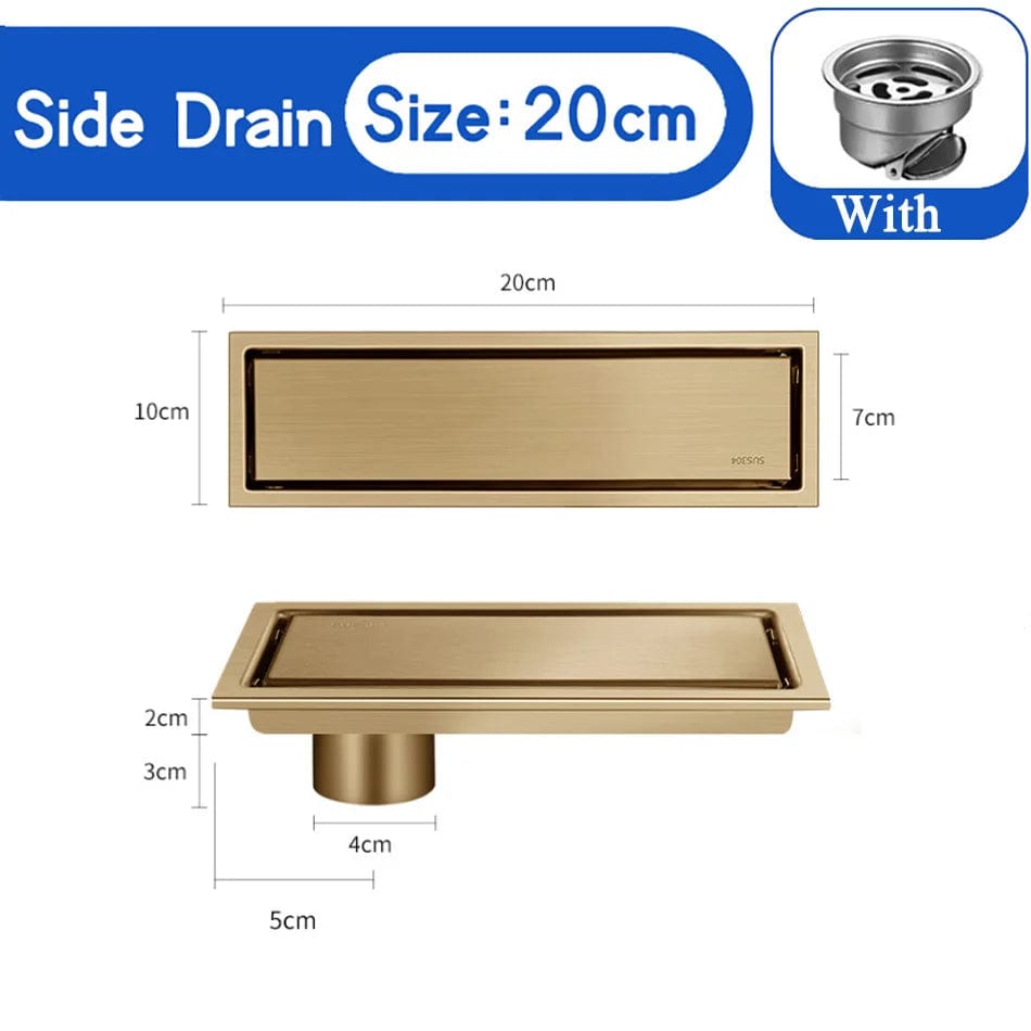 Or 20cm S Caniveau de Douche à Carreler Mitigeo