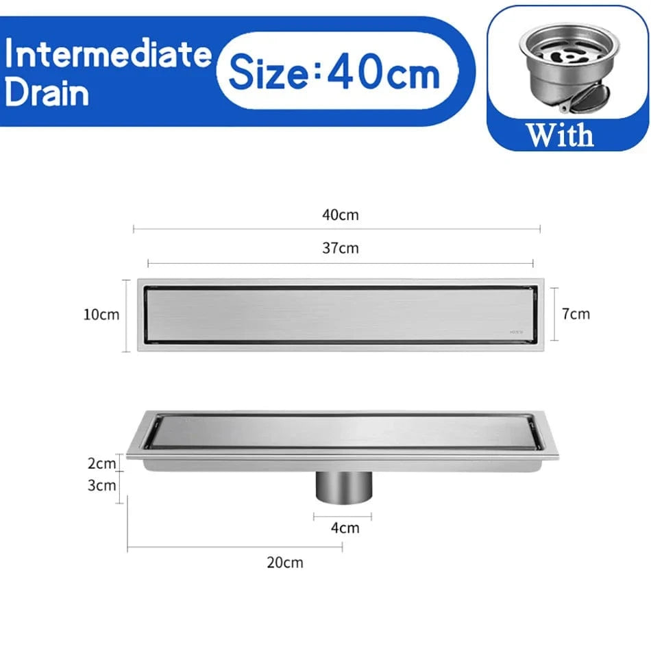 Gris 40cm Caniveau de Douche à Carreler Mitigeo