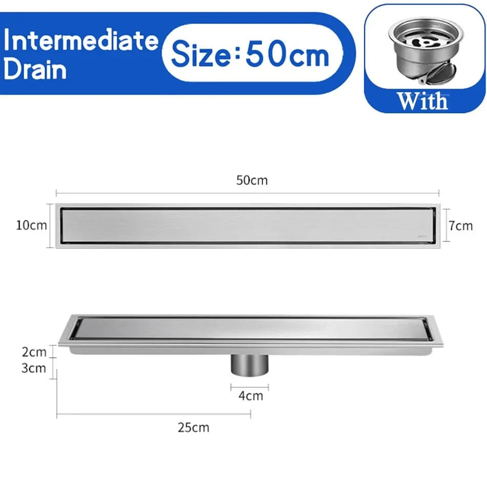 Gris 50cm Caniveau de Douche à Carreler Mitigeo