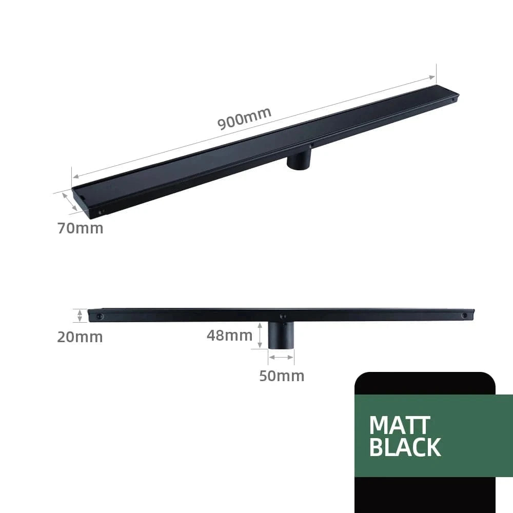 Noir 900mm Caniveau de Douche Italienne Mitigeo