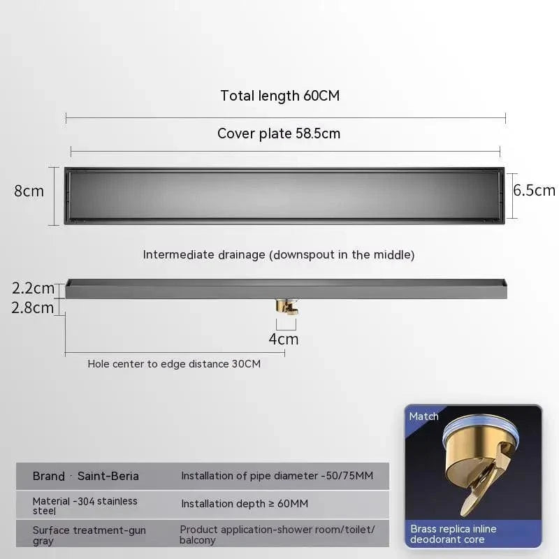 M 60x8cm Caniveau de Douche Mitigeo