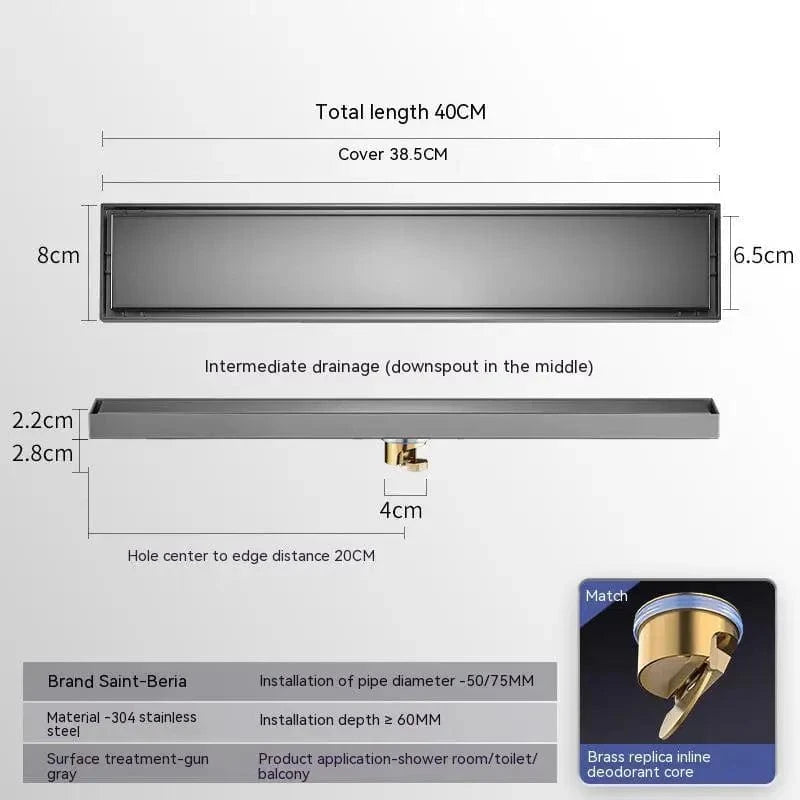 M 40x8cm Caniveau de Douche Mitigeo