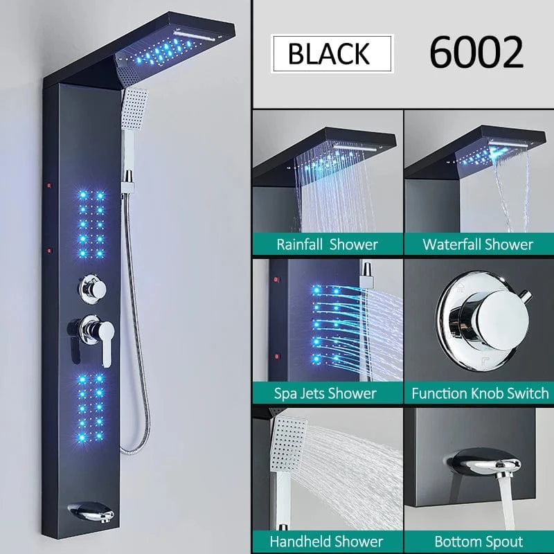 Mitigeo Noir 6002 Colonne de Douche Hydromassante Haut de Gamme