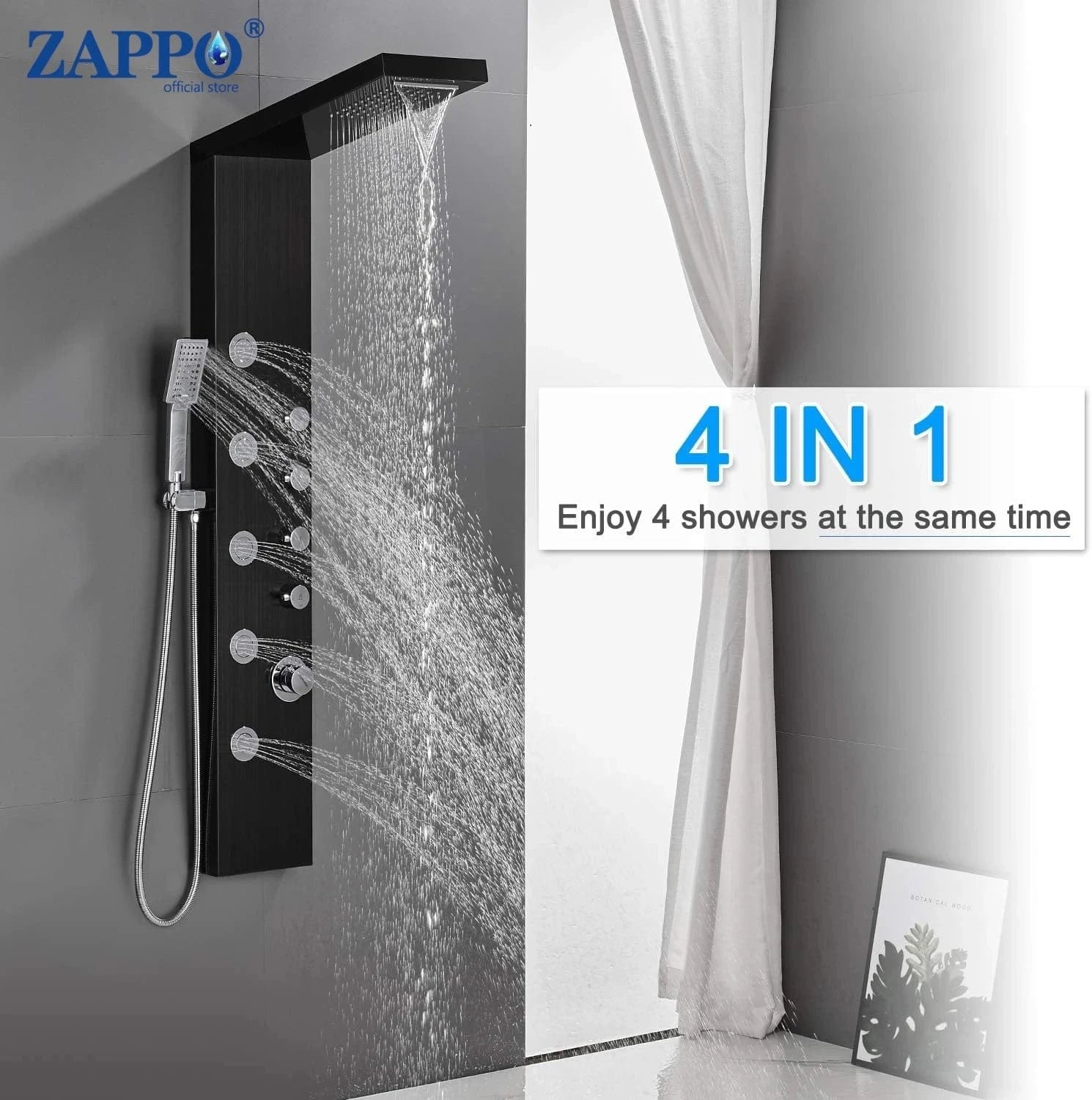 Noir Colonne de Douche Hydromassante Thermostatique Mitigeo
