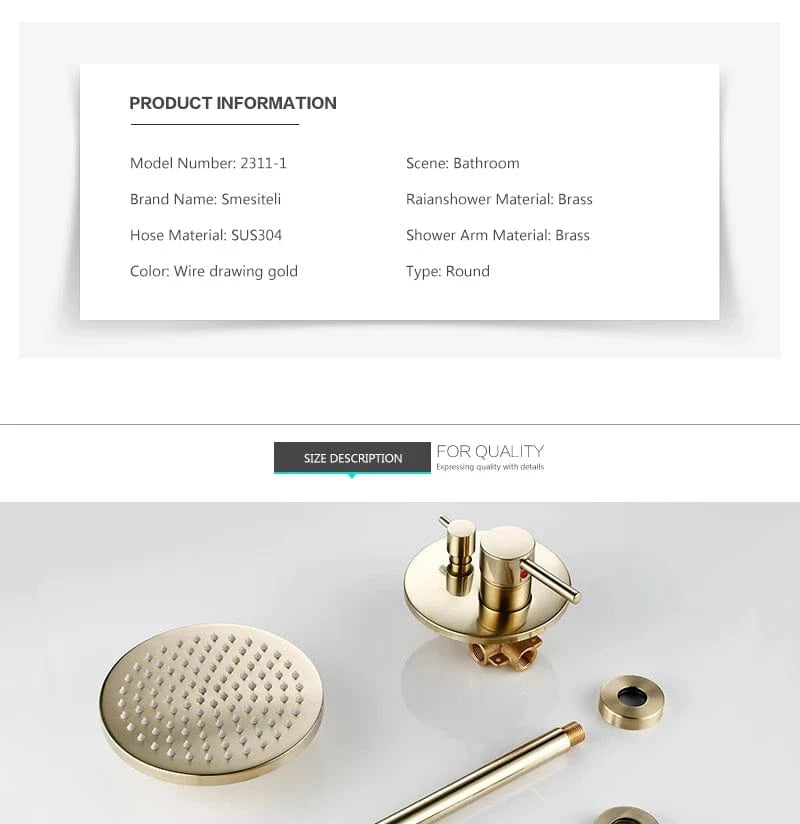 Colonne de Douche Or Brossé Mitigeo