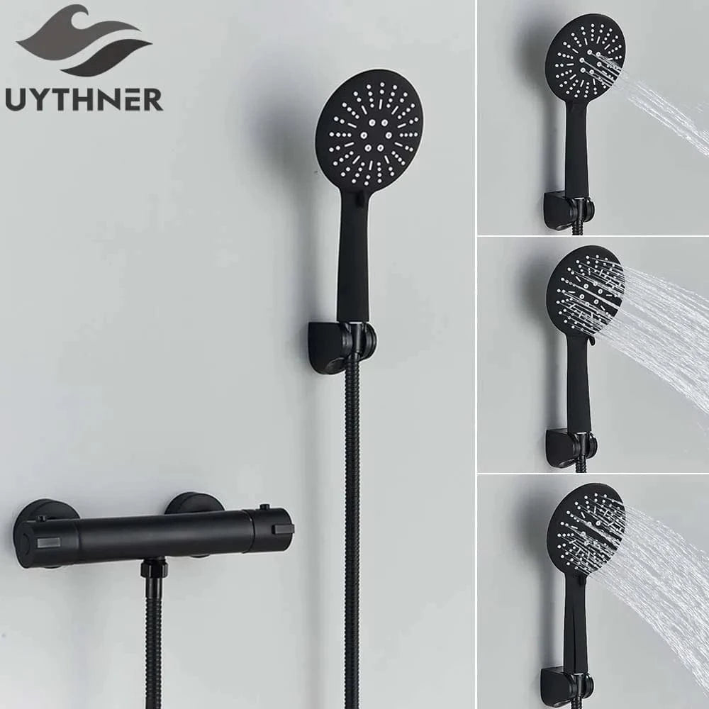 Ensemble Mitigeur douche Noir D Douche Thermostatique Mitigeo