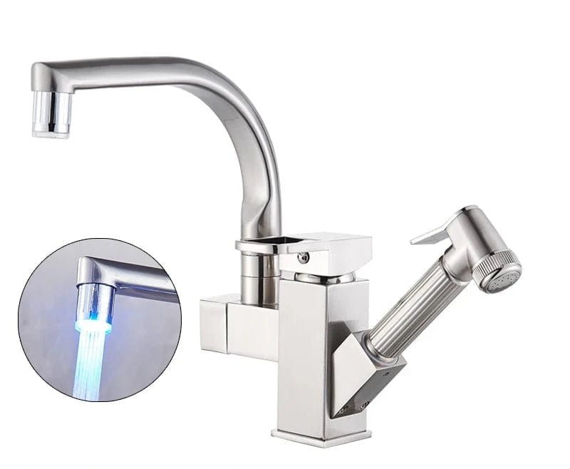 Brushed Nickel LED Douchette Mitigeur Cuisine Mitigeo