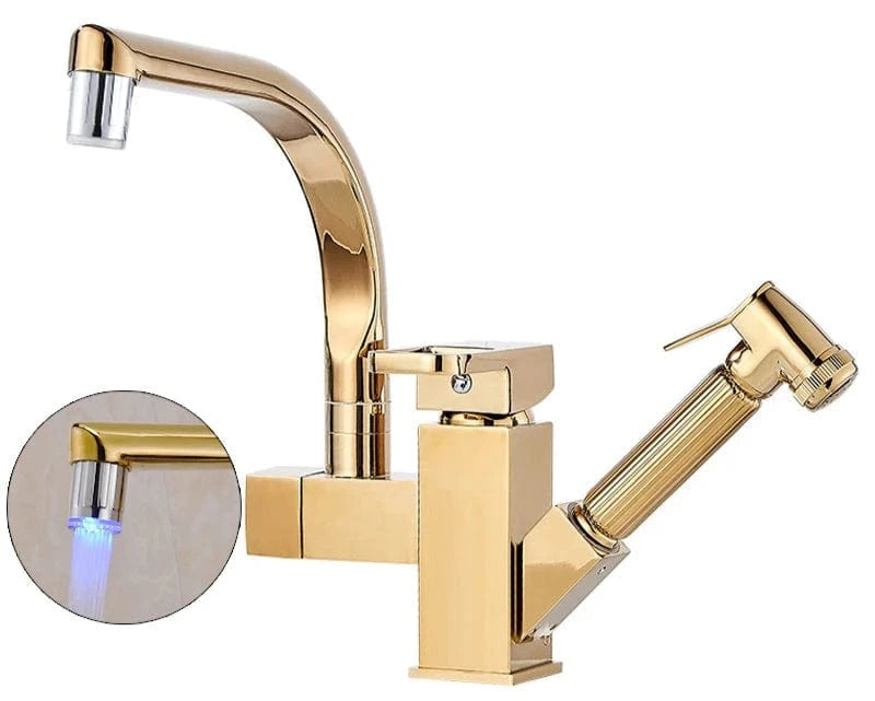 Golden LED Douchette Mitigeur Cuisine Mitigeo