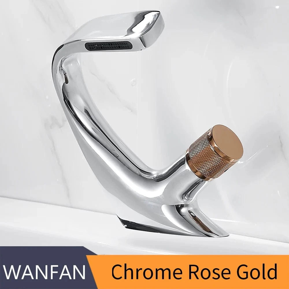 Mitigeo Chrome et Rose Or Mitigeur Cascade Lavabo