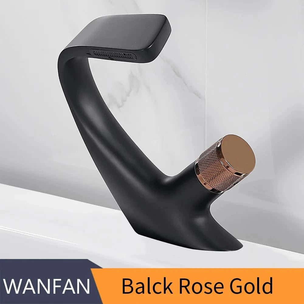 Mitigeo Noir et Rose Or Mitigeur Cascade Lavabo