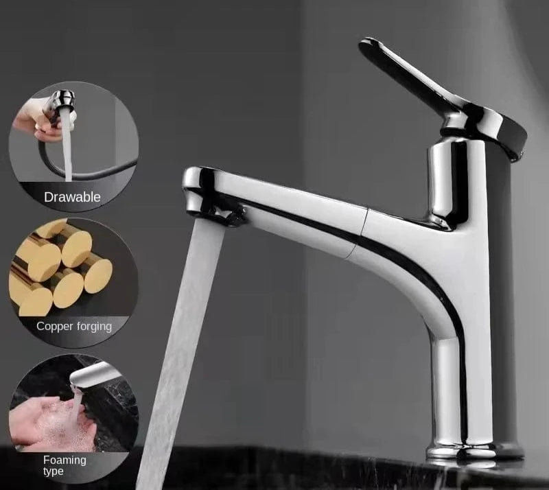 Chrome Mitigeur Lavabo avec Douchette Mitigeo