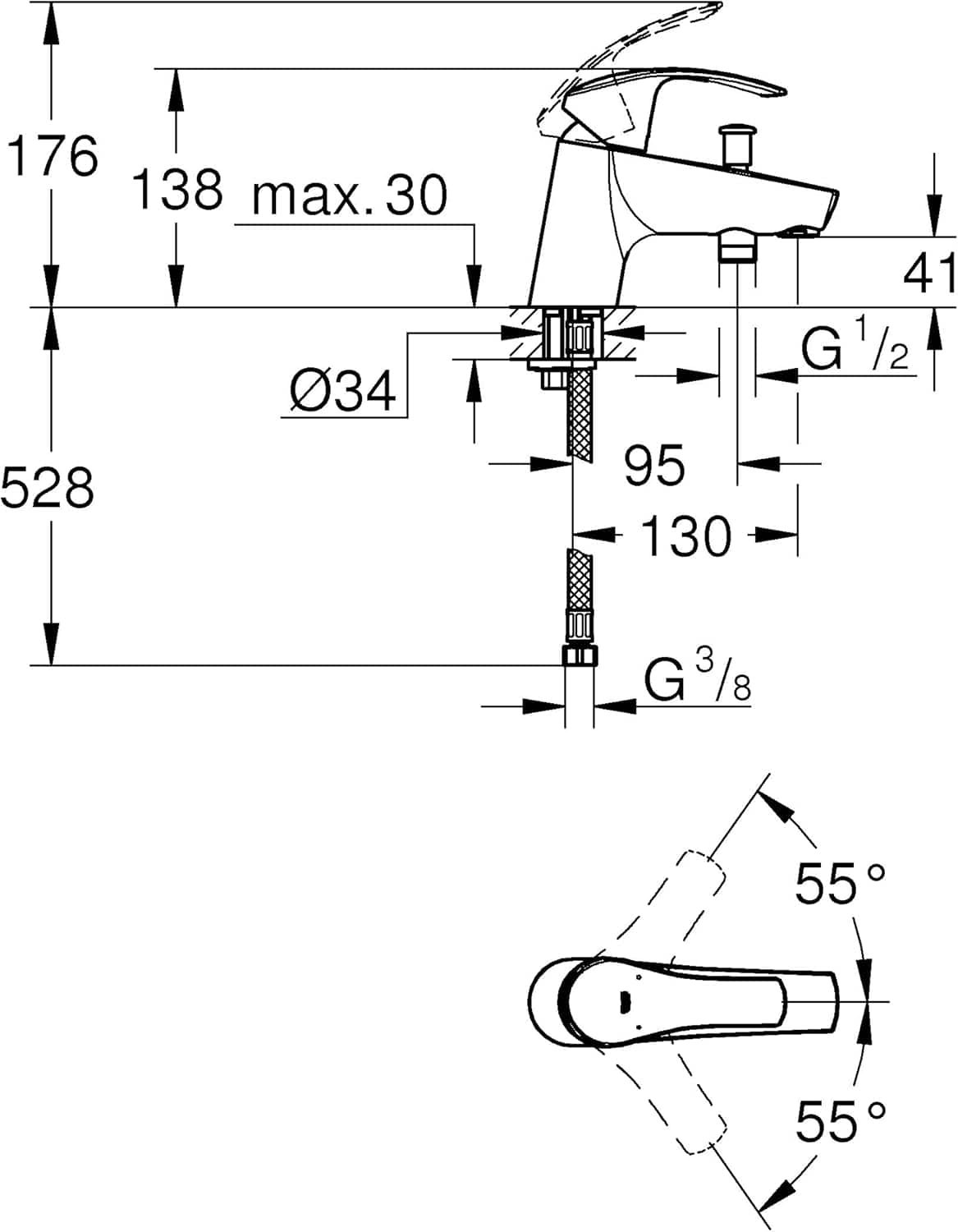 Mitigeur sur Baignoire Mitigeo