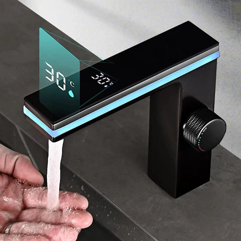 Mitigeo Noir mat Mitigeur Thermostatique Lavabo