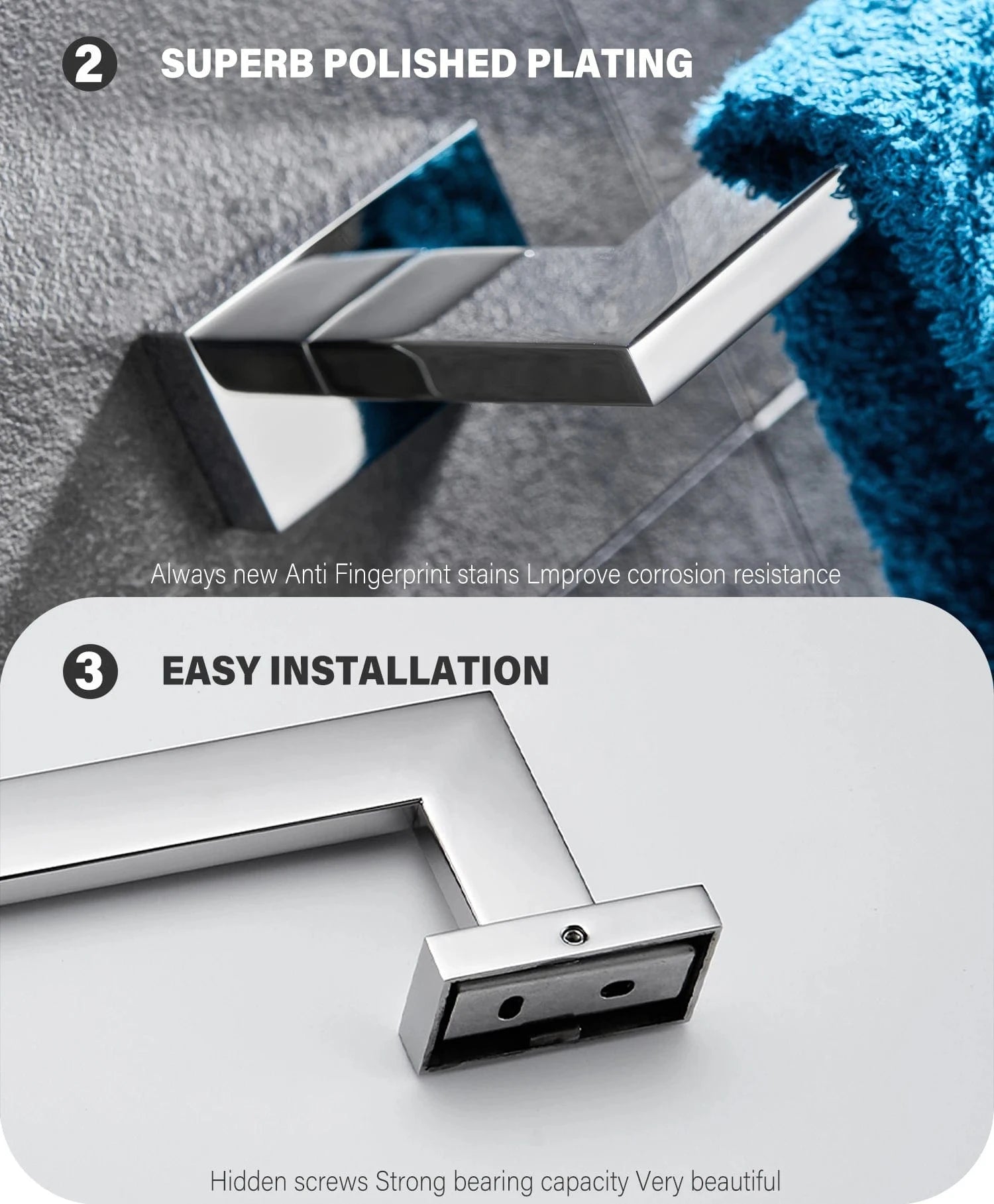 Porte-Serviette Mural en Acier inoxydable Mitigeo