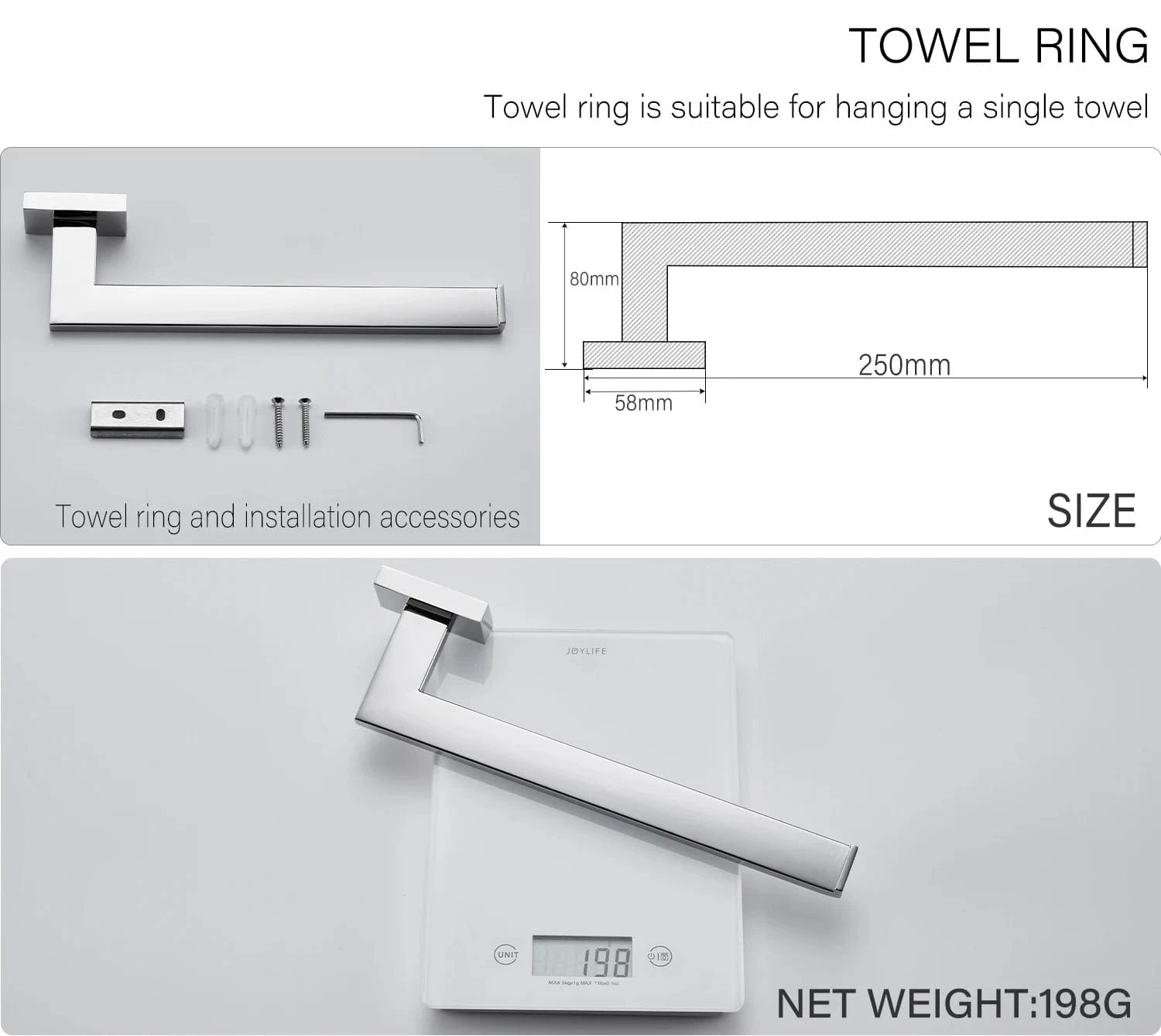 Porte-Serviette Mural en Acier inoxydable Mitigeo