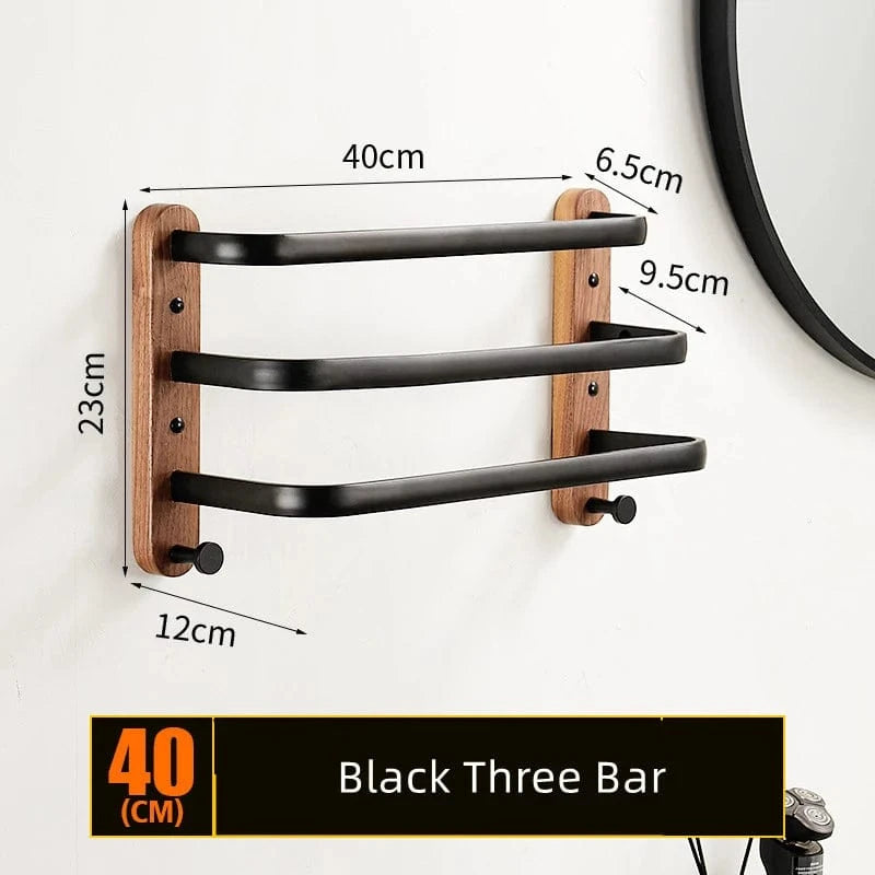Noir triple 40cm Porte Serviette Murale Mitigeo