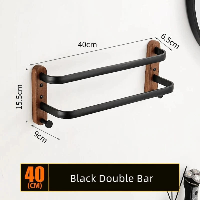 Noir double 40cm Porte Serviette Murale Mitigeo