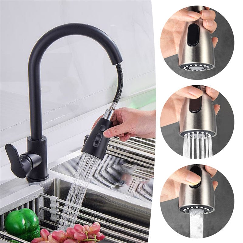 Robinet Cuisine Noir Douchette Mitigeo