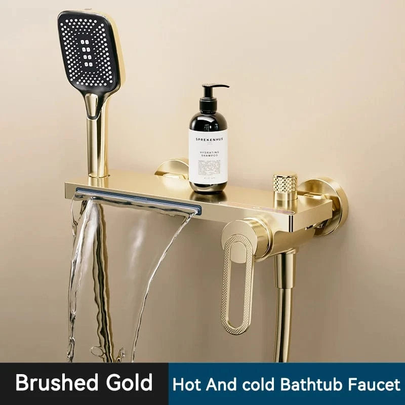 Mitigeo Or Brossé Robinet de Baignoire avec Douchette