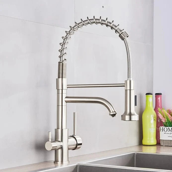 Mitigeo TYPE A-Nickel Brossél Robinet de Cuisine Professionnel