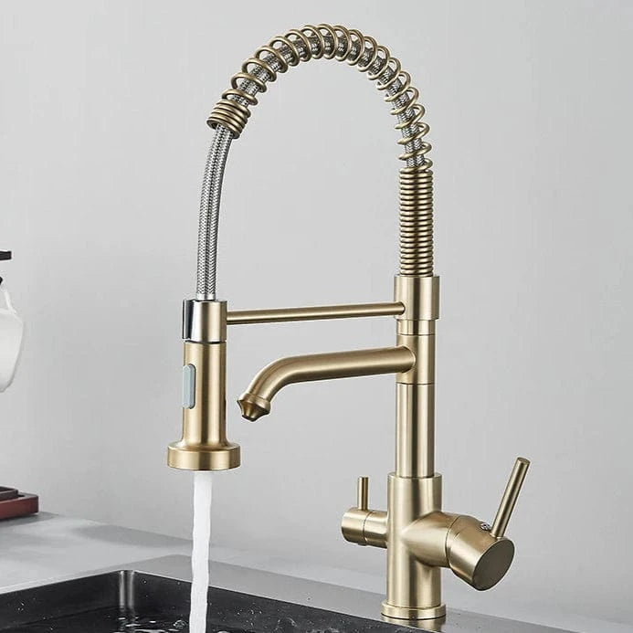 Mitigeo TYPE A-Or Brossé Robinet de Cuisine Professionnel