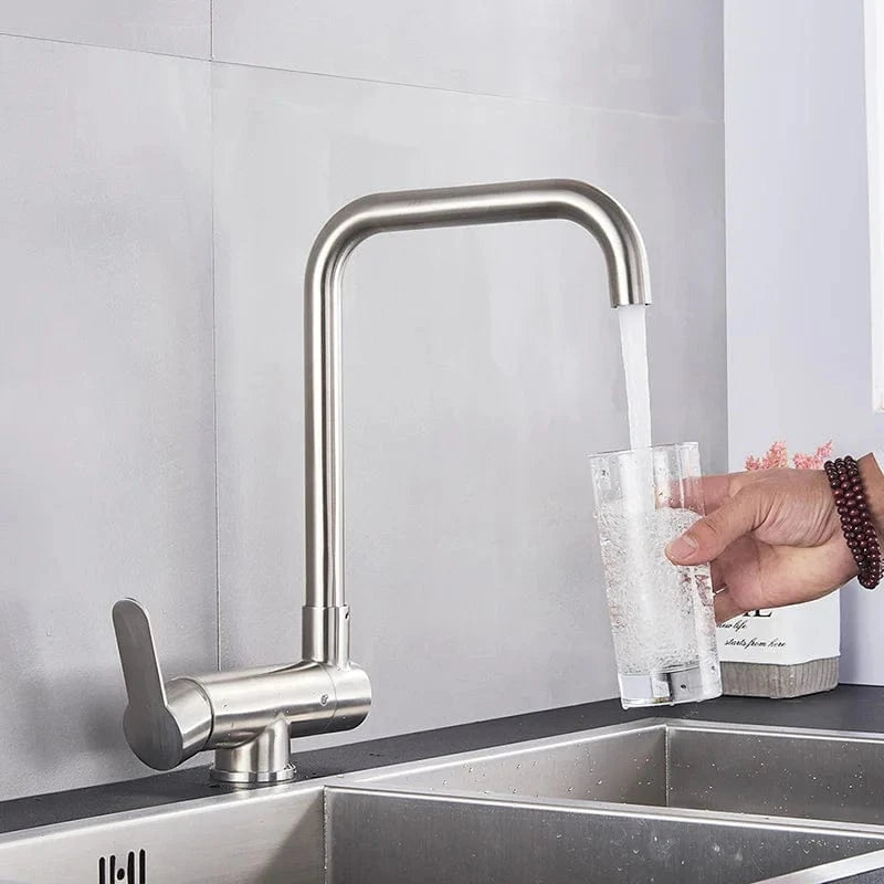 Nickel brossé B Robinet de Cuisine Rabattable Mitigeo