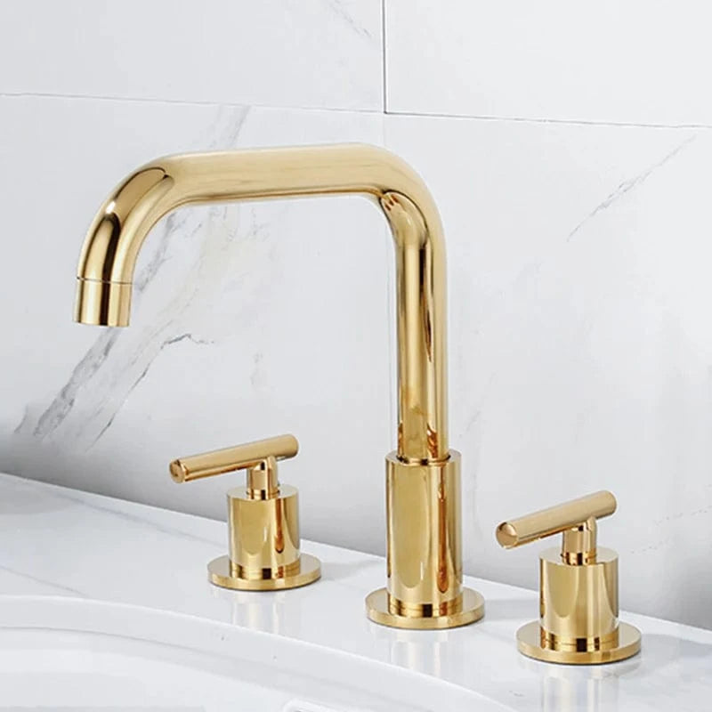 Gold Robinet Lavabo 3 Trous Mitigeo