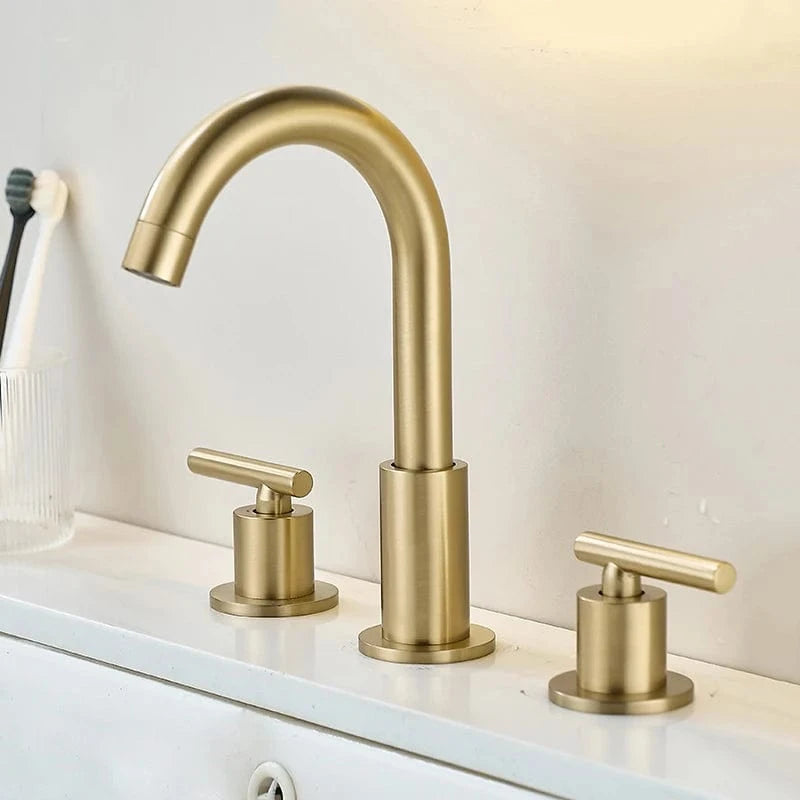 Brush Gold 1 Robinet Lavabo 3 Trous Mitigeo