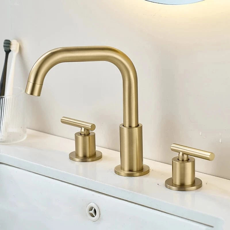 Brush Gold Robinet Lavabo 3 Trous Mitigeo