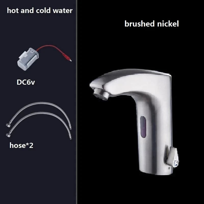 Nickel brossé DC6v Robinet Lavabo Automatique Mitigeo