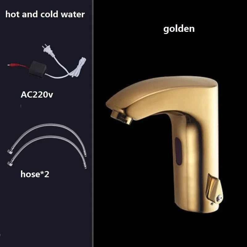 Or Brillant AC220v Robinet Lavabo Automatique Mitigeo