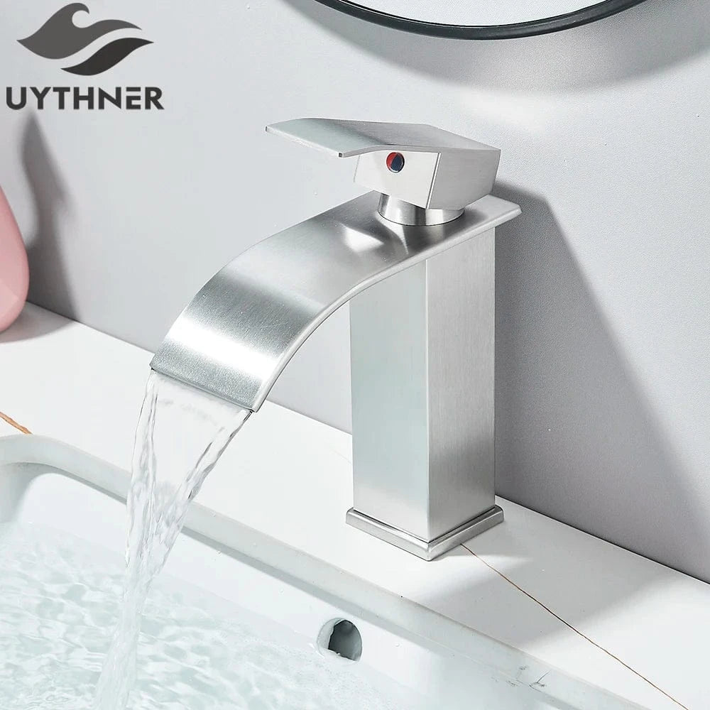 Mitigeo Nickel - Lavabo Robinet Lavabo Cascade