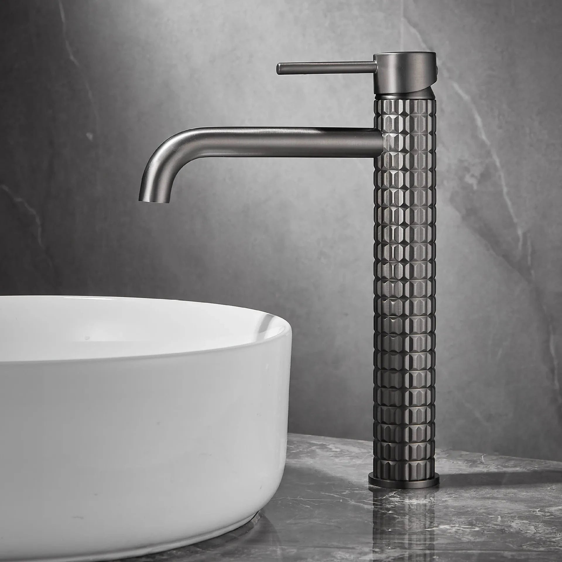 Gris - Vasque Robinet Lavabo Doré Mitigeo