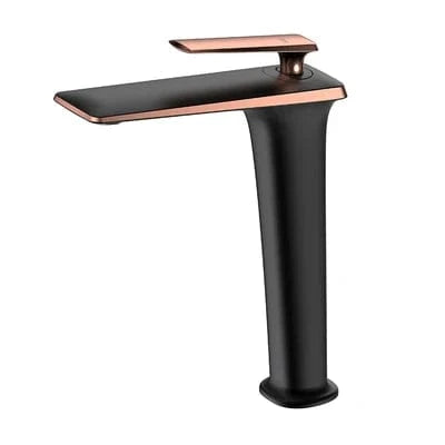Mitigeo Noir Rose Or - Vasque Robinet Lavabo Noir Mat