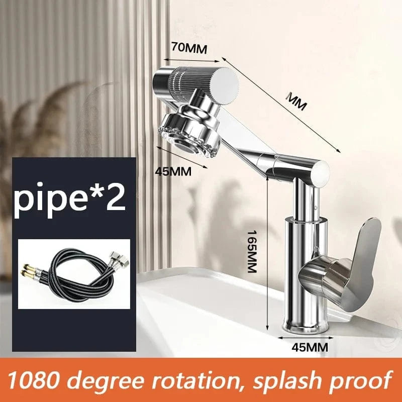 E - L 16 cm - Lavabo Robinet Mitigeur Lavabo Chrome Rotatif Mitigeo