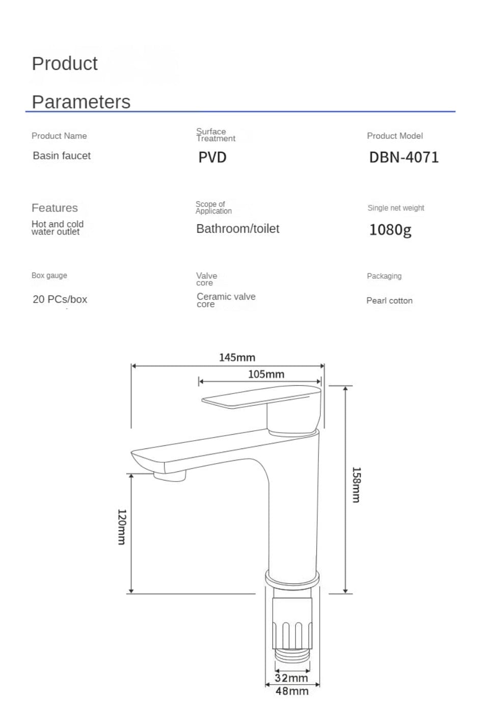 Mitigeo Robinet Noir Lavabo
