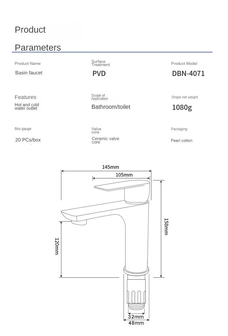 Mitigeo Robinet Noir Lavabo