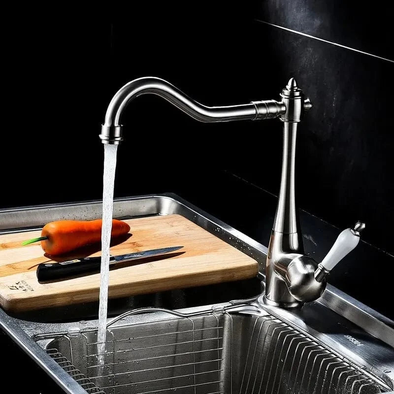 Nickel Brossé Robinet Retro Cuisine Mitigeo