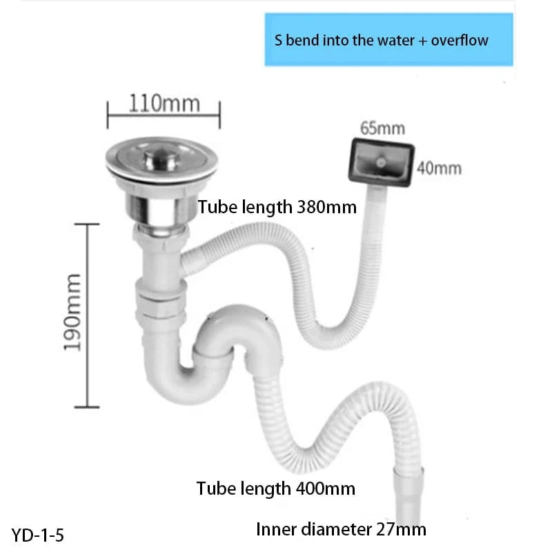 YD-1-5 Siphon Cuisine Evier Mitigeo