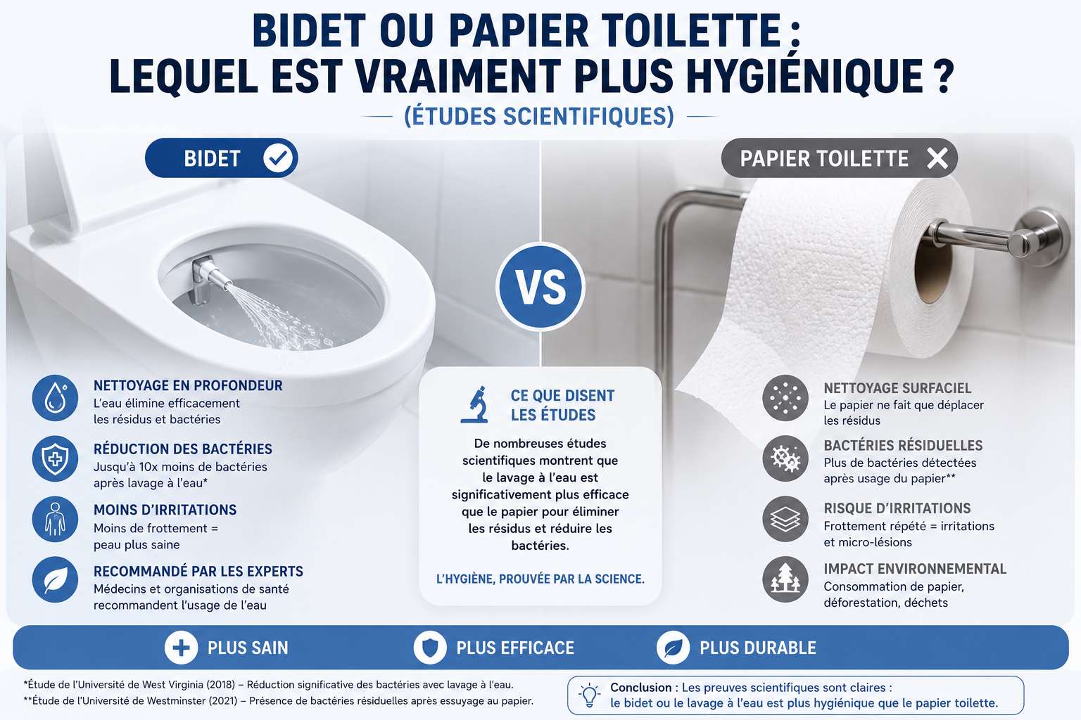 Bidet ou papier toilette  lequel est vraiment plus hygiénique  (Études scientifiques)