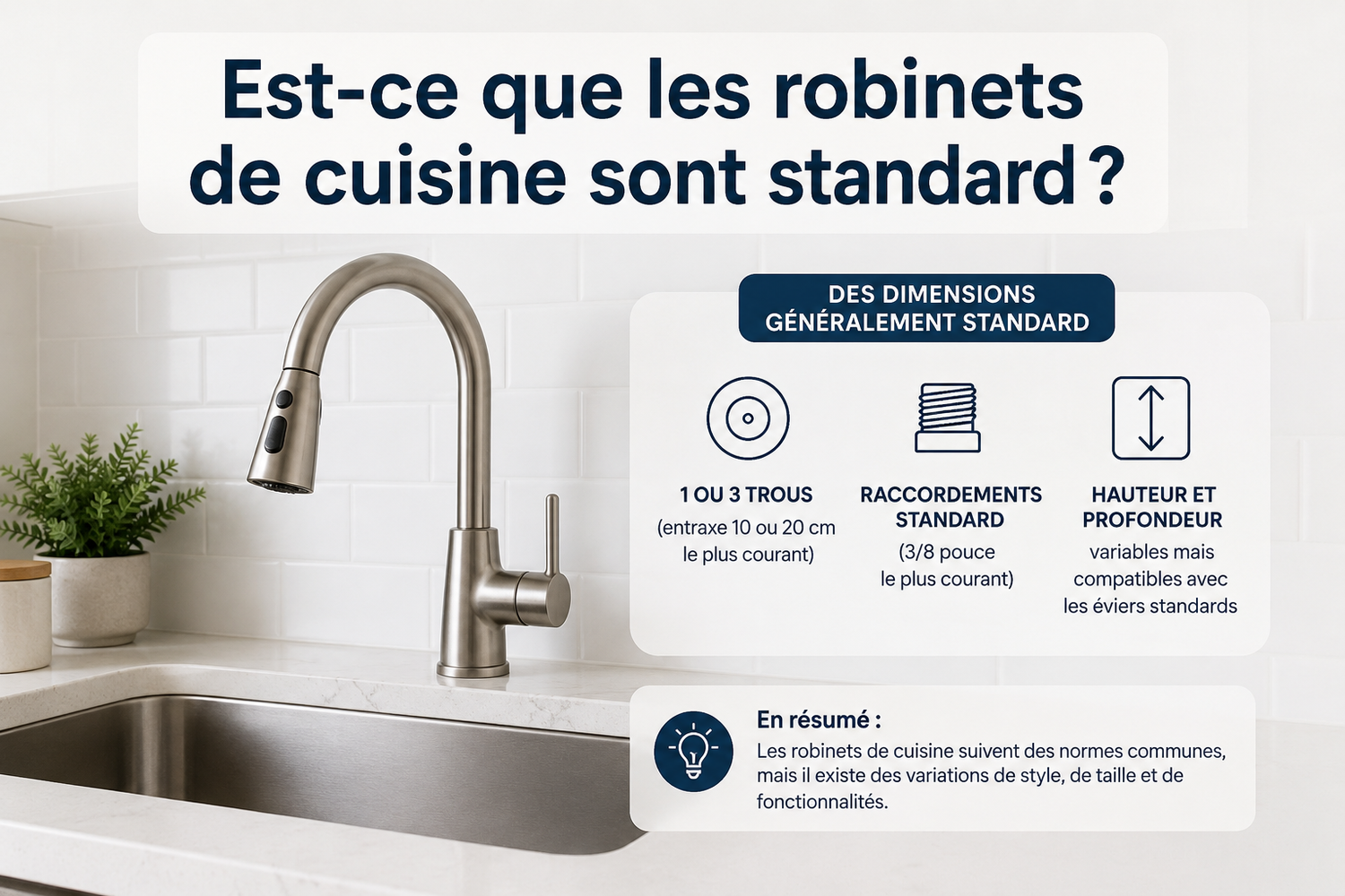 Est-ce que les robinets de cuisine sont standard