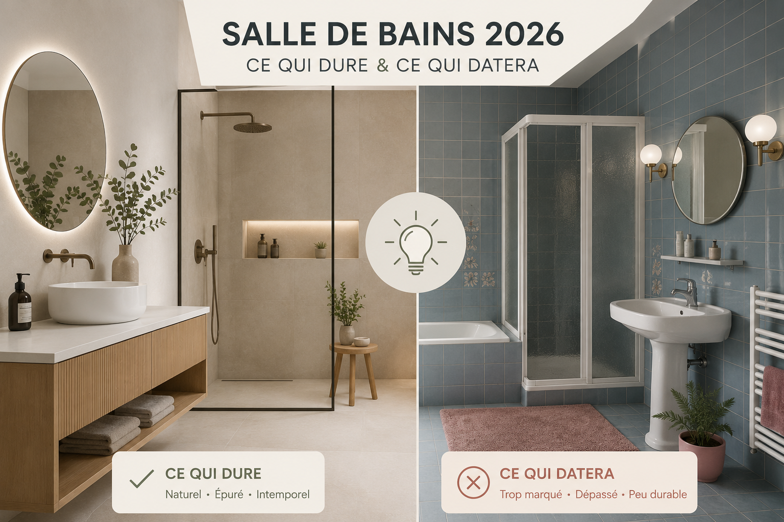 Les tendances salle de bains 2026  ce qui dure et ce qui datera