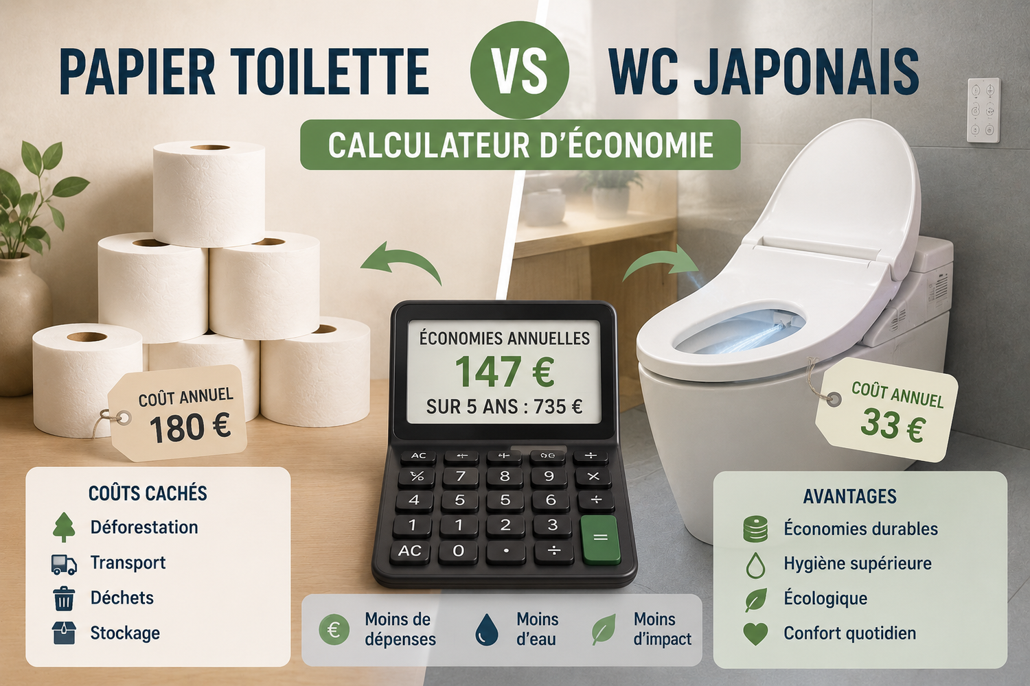 WC japonais VS Papier toilette : rentable en combien de mois ?