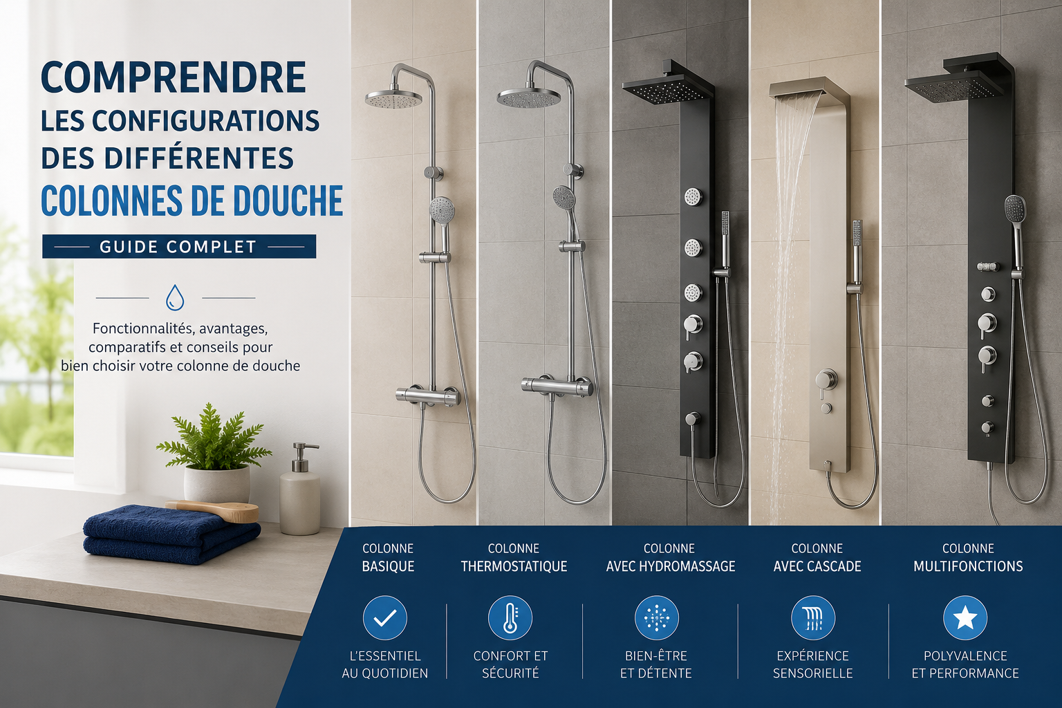 les configurations des differentes colonnes de douche